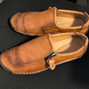 Men’s cognac colored slip in car shoe size 8- new without tags.